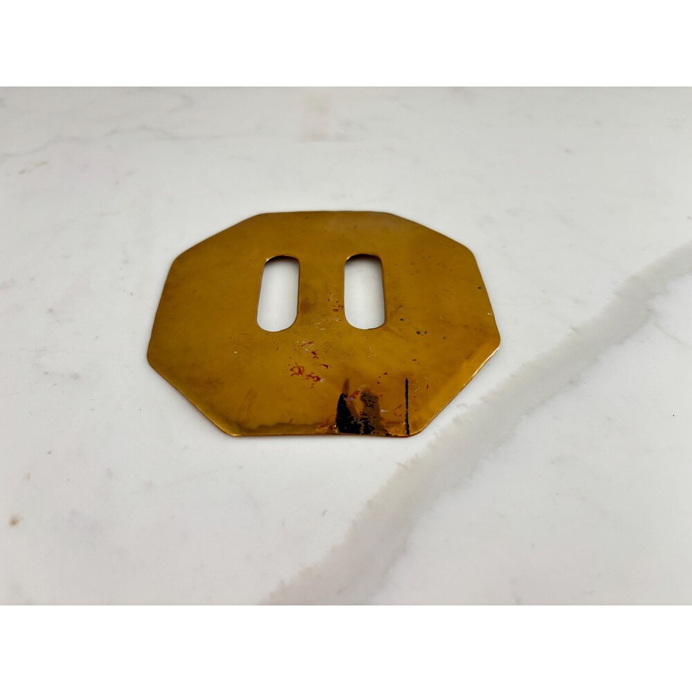 Rare Vintage Signed Gold Double Wall Switch Plate Octagon Shape 2 Slots Signed